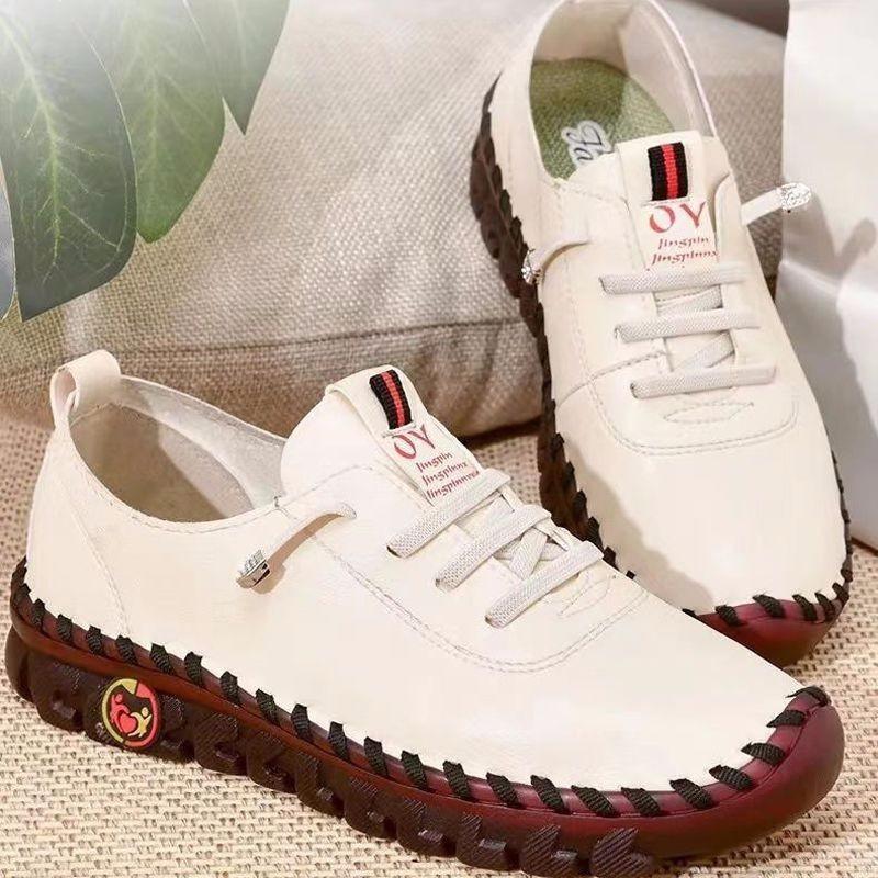 Casual versatile hand-stitched women's shoes beef tendon soft-soled mother spring and autumn flat-soled casual shoes
