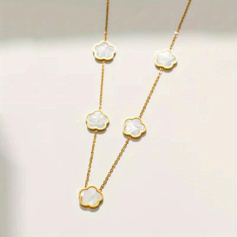 1 Stycke Mode Klassisk Lyckobringande Fyrklöver Fem Blommor Halsband Nyckelbenskedja Tröjkedja Lämplig för alla tillfällen