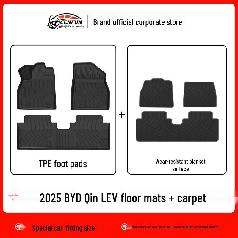 TPE Waterproof, Odorless Trunk and Floor Mats for BYD Qin L EV (2015)