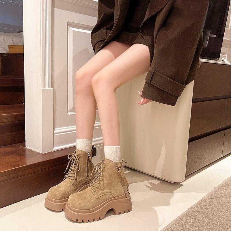 Stiefel Britischer Stil Prärie Erhöhte Plateaustiefel Martin-Stiefel Damen Herbst Western Cowboy-Stiefel 2025 Neue Rhabarberstiefel