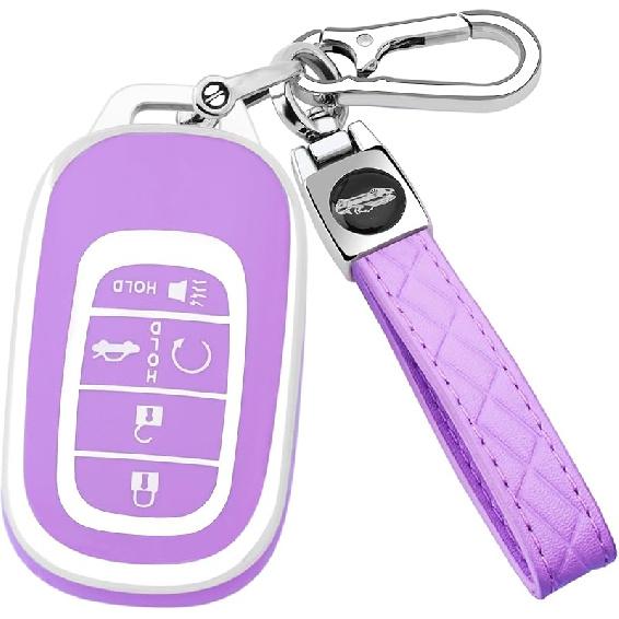 for Honda Key Fob Cover with Keychain, Soft TPU Protection Key Fob Cover Case Shell Compatible with   2024 Honda Accord Civic HR-V CR-V Pilot Smart