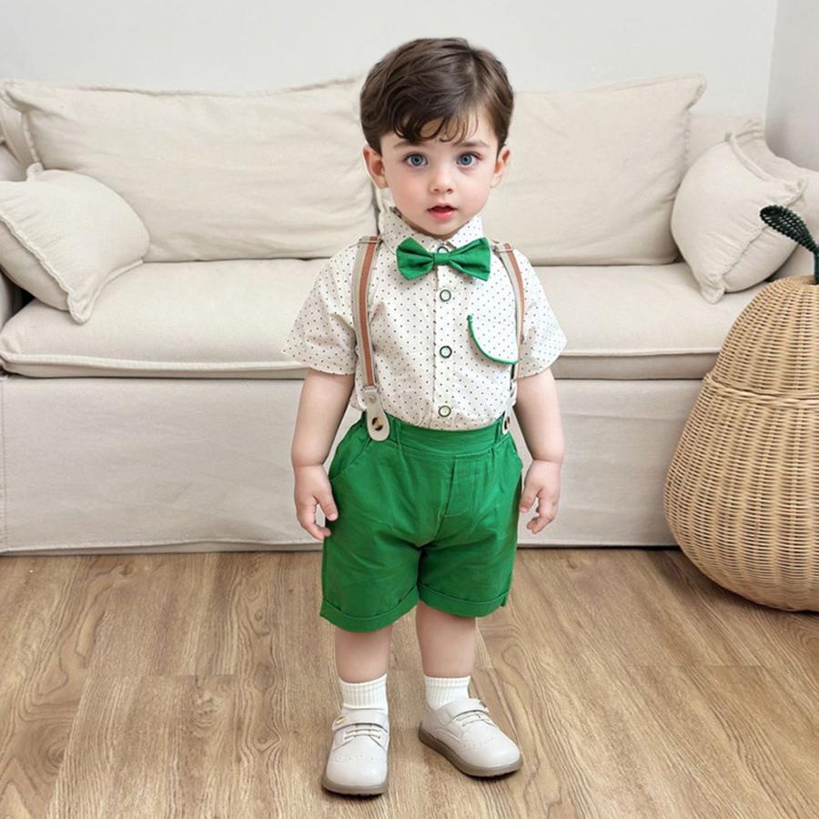 New Short Sleeve Shorts Vest Set Children's Clothing Boys Summer English Style Fashion Party Outfit