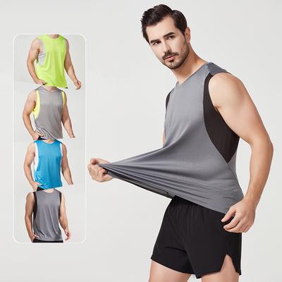 New Sports Vest Men'S Loose Summer Pure Cotton Fitness And Bodybuilding Quick Drying Sleeveless Shoulder White Base Shirt Sleeveless T-Shirt