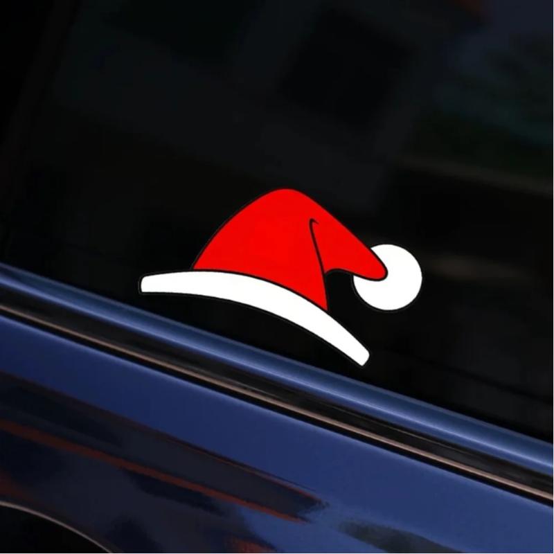 For Tesla Christmas Decoration Stickers For Model Y Santa Hat Front Logo Modification Creative Car Accessories Festive Design