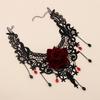 Gothic-Halsketten, schwarze Perlenblumen, sexy Spitzenhals-Halskette, Vintage-Quastenkette, Damen-Steampunk-Halloween-Schmuck