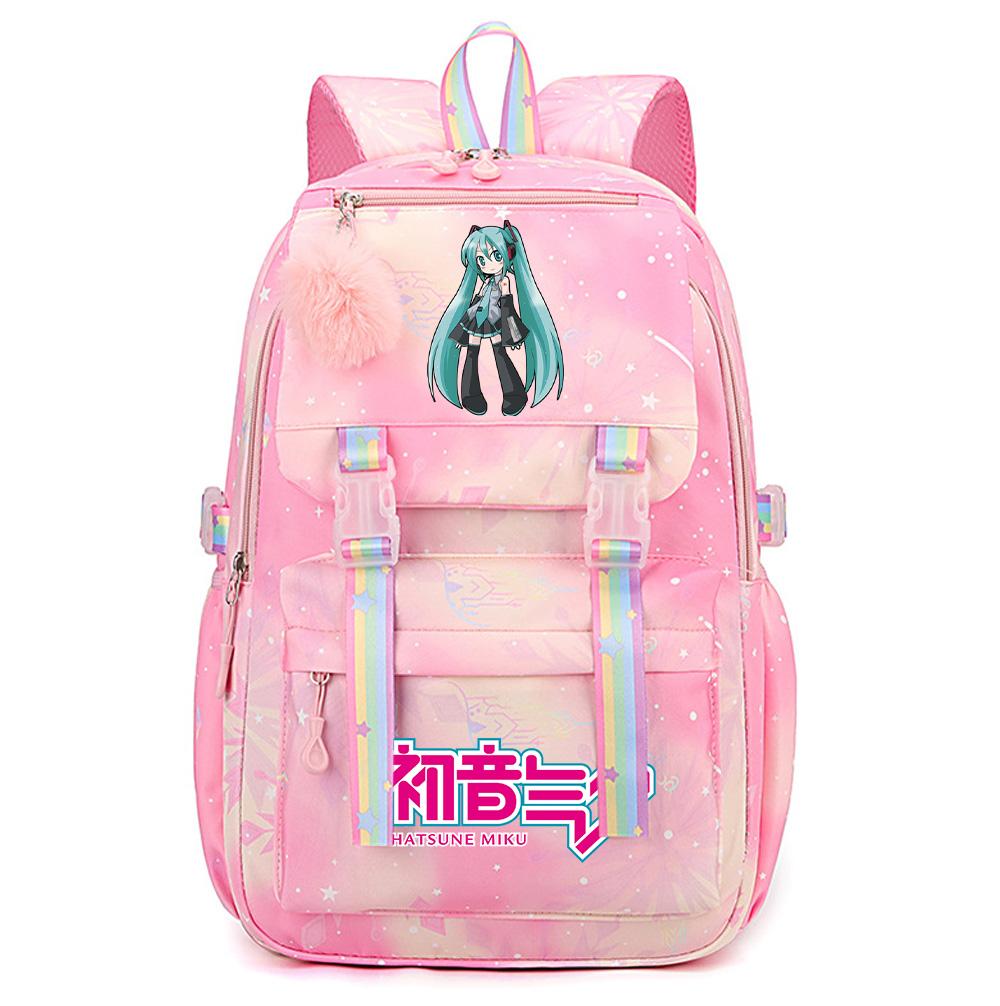 Anime Anime Hatsune Miku Bedruckter Rucksack mit großem Fassungsvermögen, wasserdicht, für Teenager, Schüler, Mädchen, Jungen, Schultasche, Büchertasche, Reisetasche