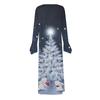 Fashion Women's Casual Fashion Print Pocket V-neck Pullover Long Sleeve Dress