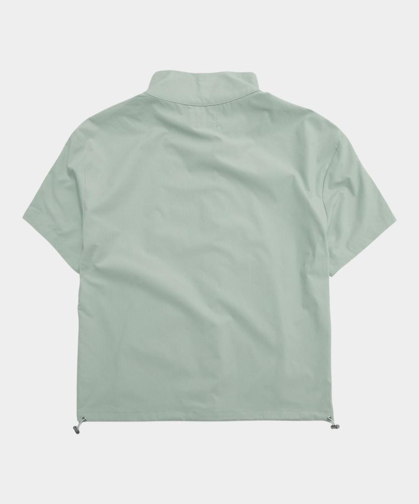 Placestudioman Authentic Light Diagonal Cut Point High-Neck Nylon Windbreaker Short Sleeve Jacket [Green]