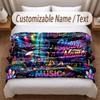 Music General Theme Soft Blanket Personalized Custom Name Text Print Warm Blanket Home Sofa Bedroom Decor
