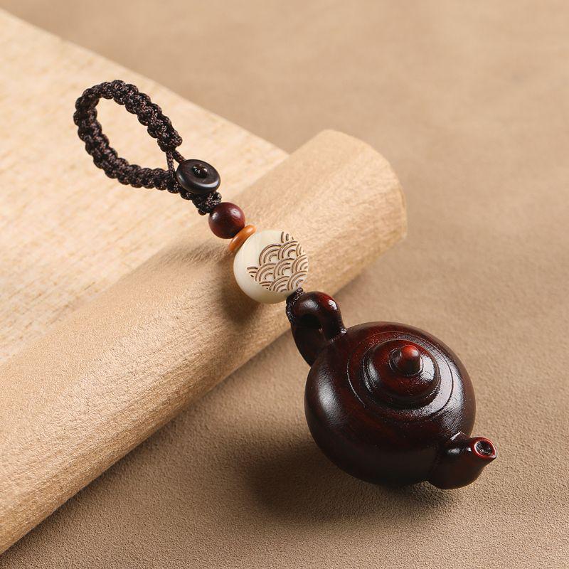 Rosenholz Teekanne Schlüsselanhänger und Handy Lanyard Anhänger.