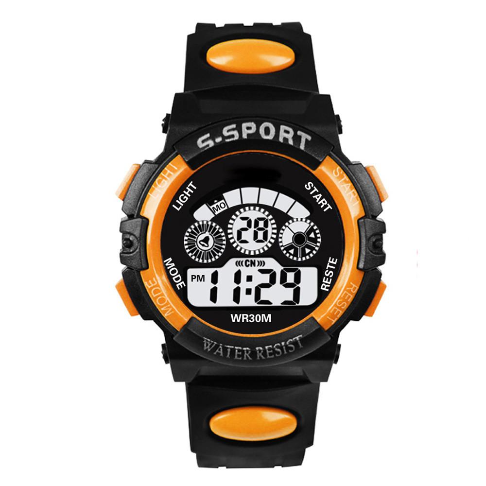 Children Digital Sports Watch With Night Light Waterproof For Teens оранжевый