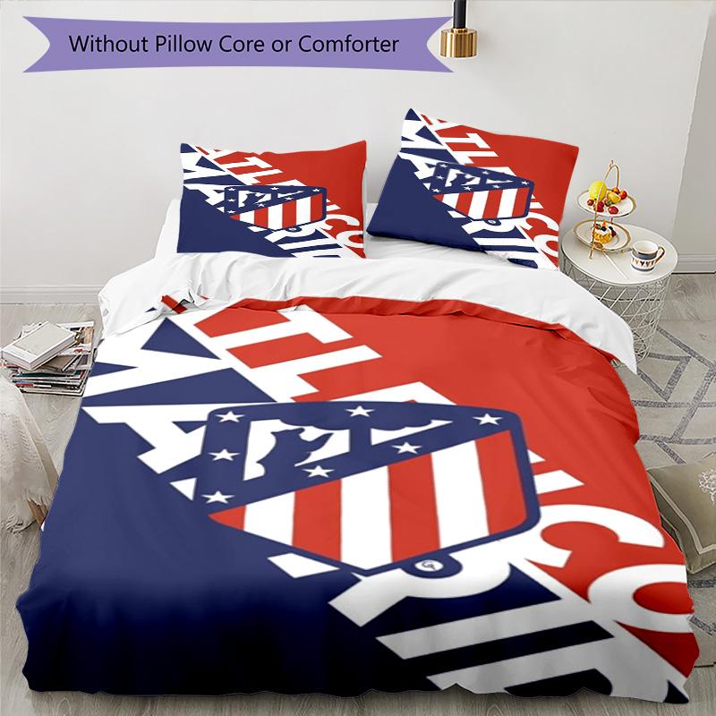 Atletico Football Club Printed Pattern Duvet Cover Set – includes 1 duvet cover and 2 matching pillowcases Bedroom decor Christmas gifts