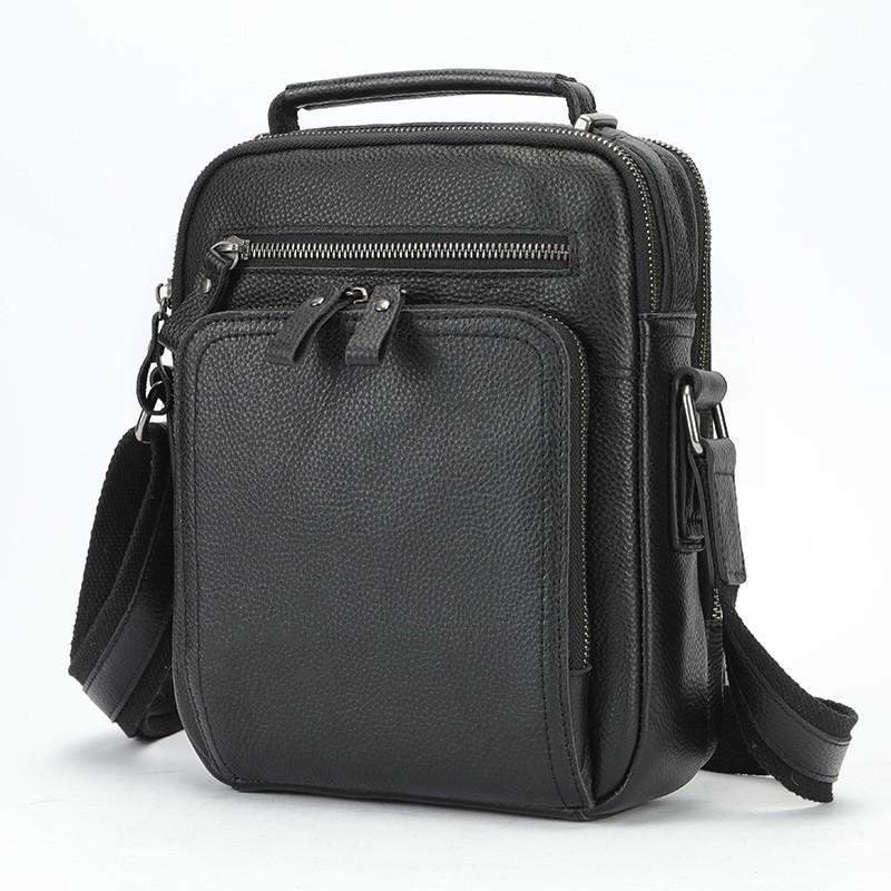 Real Cowhide New Men s Leather Vertical Crossbody Bag Genuine Business Shoulder Casual
