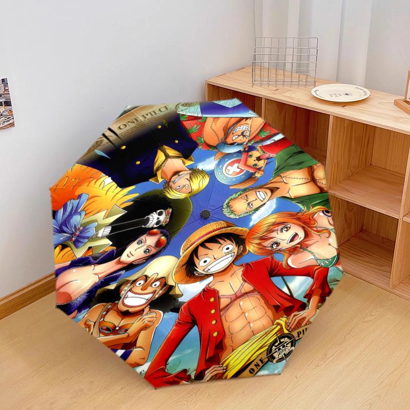 1 PC Automatic Folding Umbrella - One Piece Monkey D Luffy Pattern Portable Foldable Design With 8 Ribs Christmas Birthday Gifts