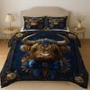 3 Pcs Highland Cow with Roses Quilt Set  thick blanket Set Elegant and Festive Comforter Bedding Set 1 Quilt + 2 Pillowcases