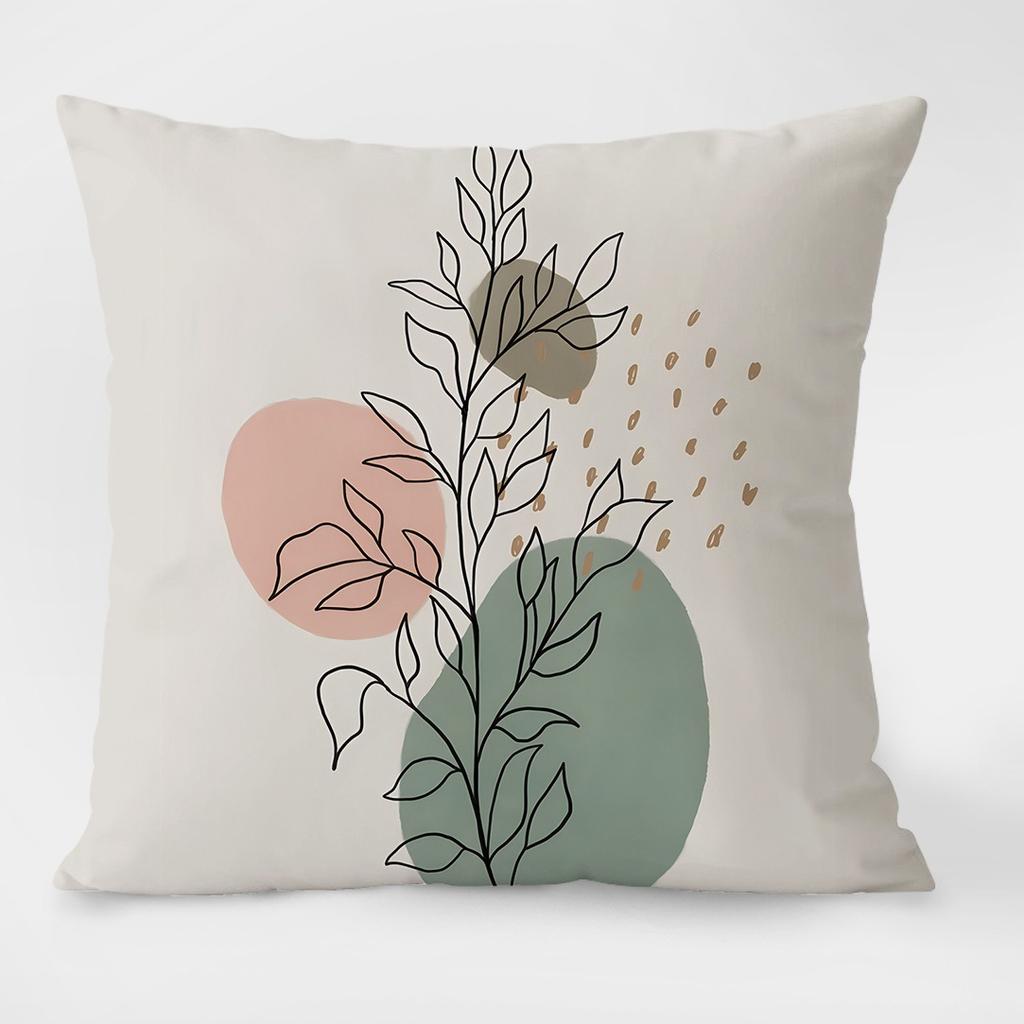 Simple Plant Pastoral Pattern Decorative Pillowcase Living Room Bedroom Square Cushion Pillowcase