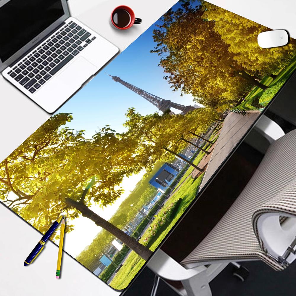 Large Gamer Mouse Pad Eiffel Tower Paris Desk Pad Laptop Gamer Desk Mat Extra Large Mousepad Carpet for Mouse Mats Office