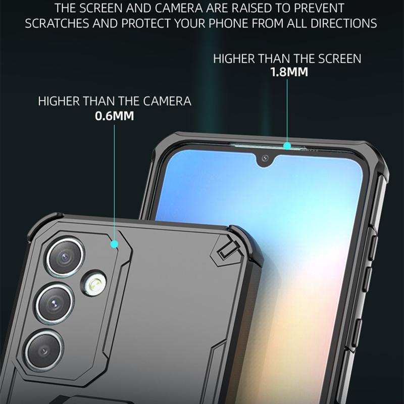 KEYSION Shockproof Armor Case for Samsung A55 5G A35 A26 Silicone+PC Upright Metal Ring Stand Phone Back Cover for Galaxy M16 5G