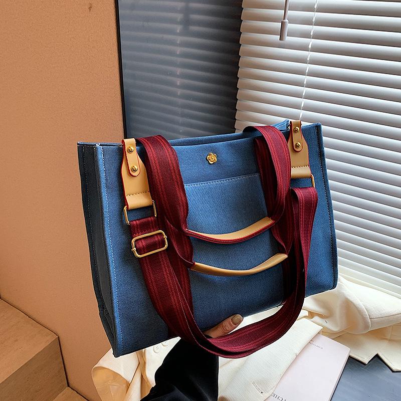 Denim Large-capacity Bag Women's New Casual Versatile Handbag Niche Commuter Shoulder Messenger Bag