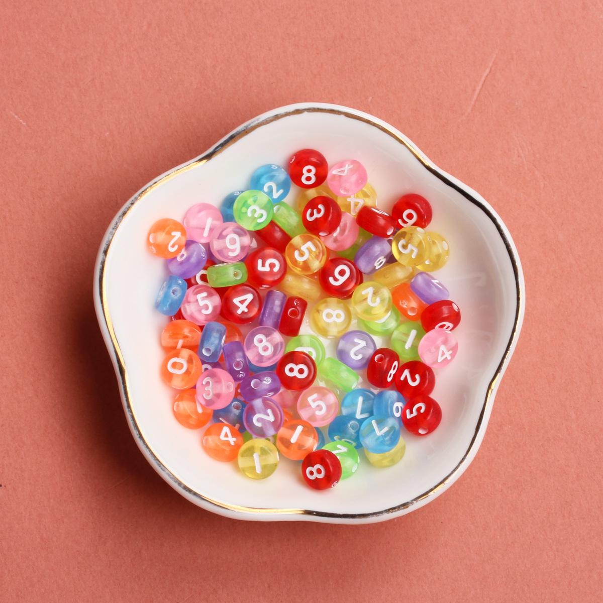 

Товары для вечеринок Модный браслет из бисера, акриловый материал, 50 шт., цифровые бусины, аксессуары для изготовления ожерелья 6,5 мм, круглая цепочка для мобильного телефона своими руками Style 8