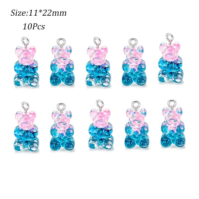 10/50 Stück Bunte Gummibärchen Anhänger Charms für Halskette Armband DIY Ohrringe Schmuck Bären Valentinstagsgeschenk 2,1*1,1cm