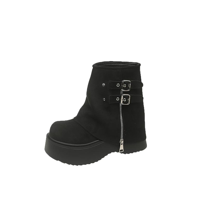 Fashion Ankle Boots for Women New Winter Autumn 6CM Motorcycle Boots Thick Heels Platform Suede Leather Sneakers Short Boots Mujer Botas