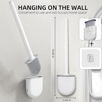 Toilet Brush for Toilet Wall Mounted Toilet Brush Silicone Flat Brush Head Quick Drying Soft Cleaner Brushes Set CleaningBrush