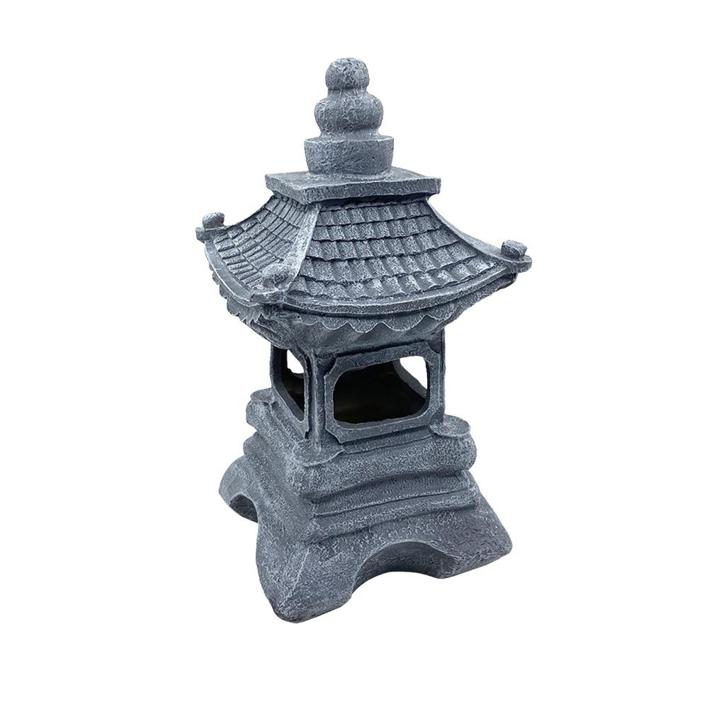 Solar Powered Outdoor For Garden Lantern in Pagoda Style Made with Weatherproof Polyresin for Yard and For Garden Decoration