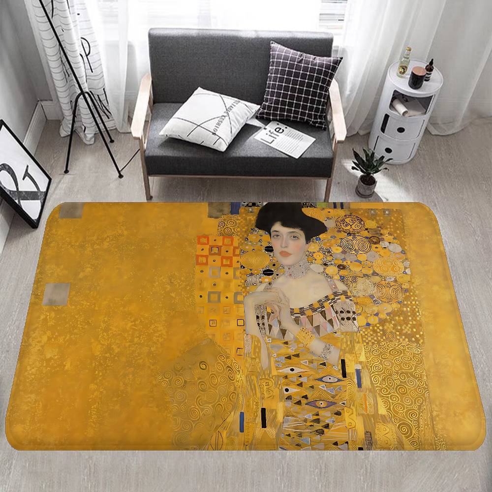 Gustav Klimt The Kiss Floor Mat Rectangle Anti-slip Home Soft Badmat Front Door Indoor Outdoor Mat Welcome Doormat