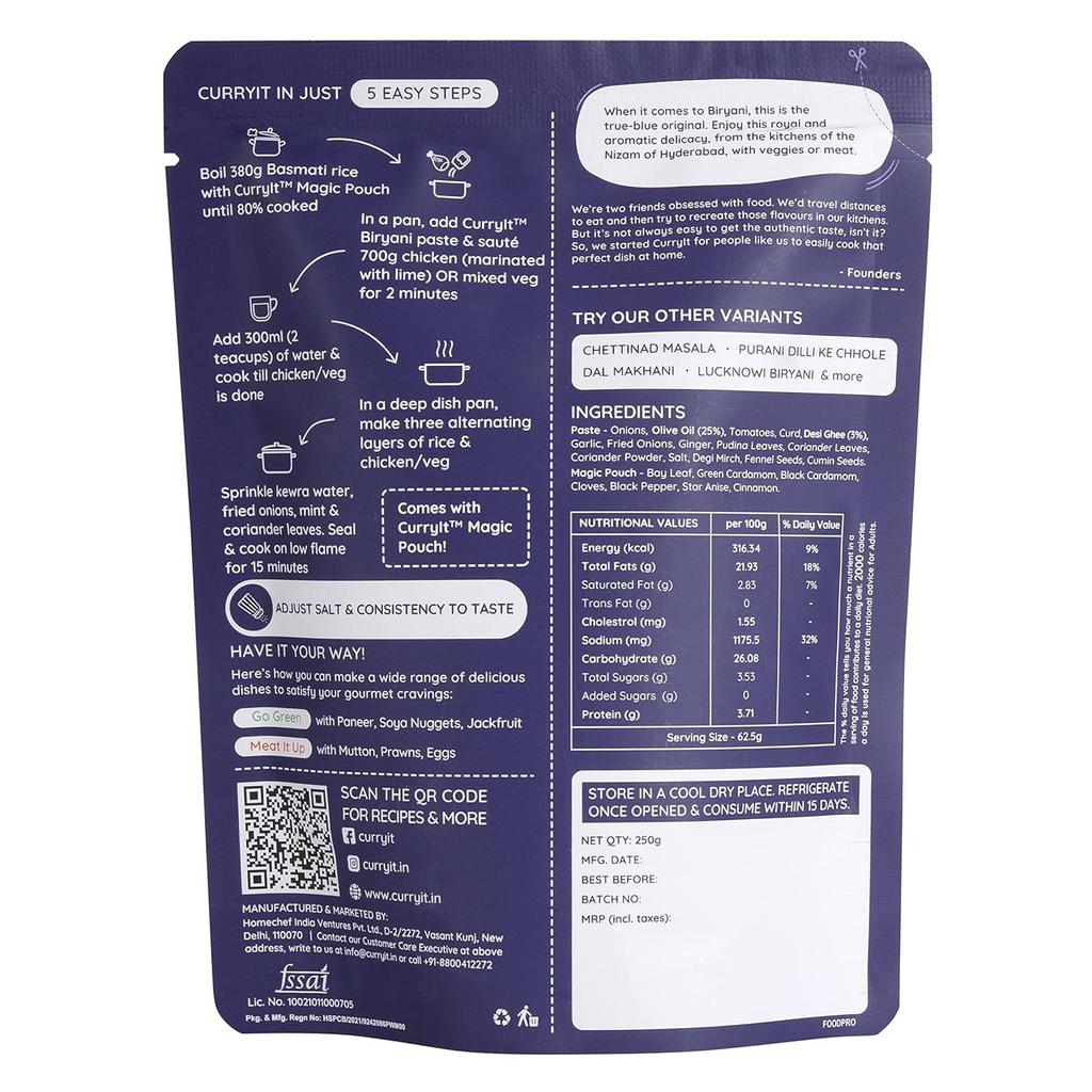 CURRYiT Hyderabadi & Lucknowi Biryani Indian Masala Gravy (Pack of 2)