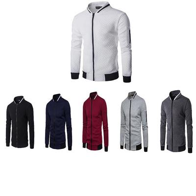 Men's Zipper Stand-up Collar Hoodie Casual Cardigan Jacquard Coat Baseball Uniform