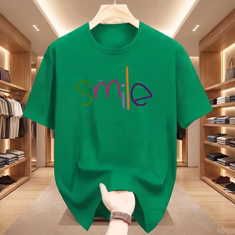 Colorful Smile Smiley Face Graphic T-Shirt Crew Neck Short Sleeve Top Back Print Happy Positive Slogan