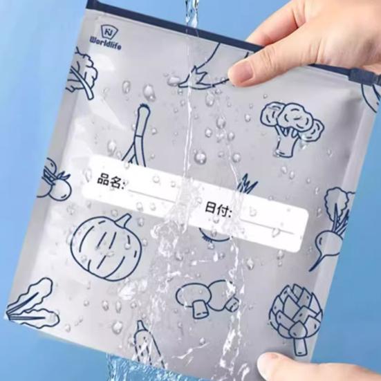 30/60/90Pcs Aluminum Foil Sealable Storage Bags Reusable Leakproof Vacuum Pouches with Label Zip Lock Food Grade Vegetable Fruit Meat Sealing Bag