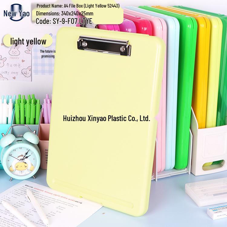 Large Capacity A4 File Box with Pen Slot & Clipboard for A5 Paper Storage