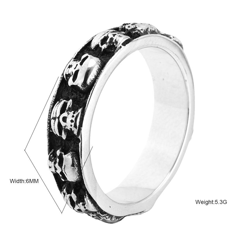 Retro Skull Cross Titanium Steel Ring Men Punk Fashion Gothic Hip Hop Rock Style Finger Ring Vintage Daily Jewelry Gift Accessories