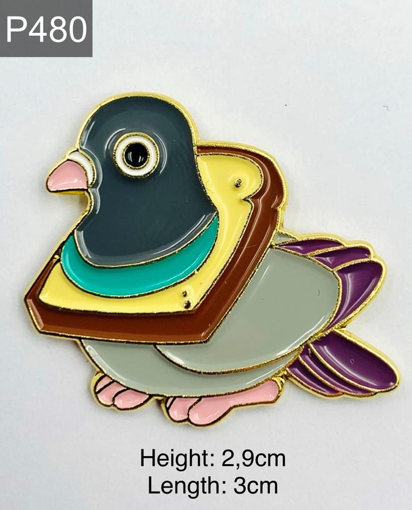 Neue Emaille Pin Taube Vogel Tier mit Toastbrot Essen lustig Metall Stecker Geschenk Geburtstag 1 Stück