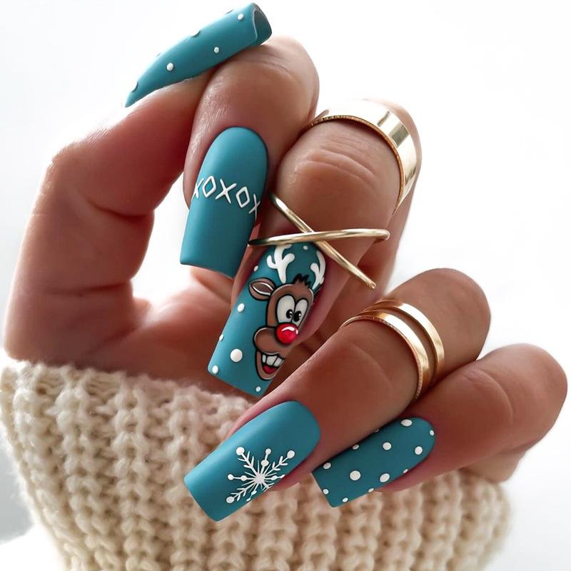 

Matte Blue Reindeer Holiday Nail Patches