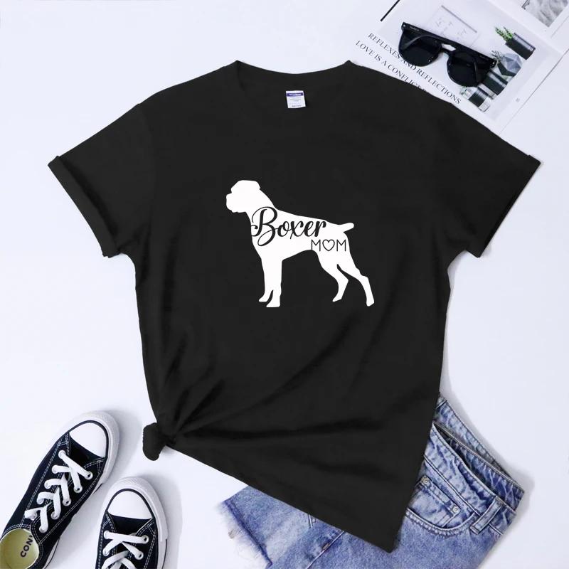 

Boxer Mom TShirt Funny Fur Mama Gift Shirt Cute Women Short Sleeve Hipster Dog Person Graphic Tshirt Dropshipping S