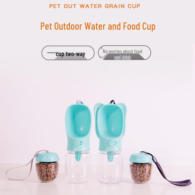 Dual Pet Water & Food Bottle: Portable 2-in-1 Outdoor Drinking Cup & Feeding Bowl for Dogs & Cats