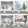 Christmas Tree Tapestry  Snowman New Year Background Wall Hanging Decoration Fireplace Stockings Gifts Hanging Cloth