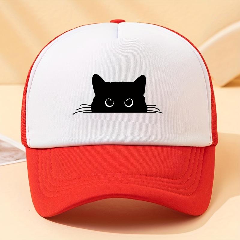 

Cute cat printed baseball net hat, versatile for outdoor travel in summer, men s and women s daily decoration Adjustable червоний