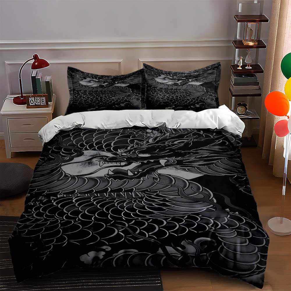 

Dragon scale motif Bedding Duvet cover sets Duvet covers Pillowcases gifts (1 * Duvet Cover 2 * Pillowcases, without duvet insert) 135x200cm