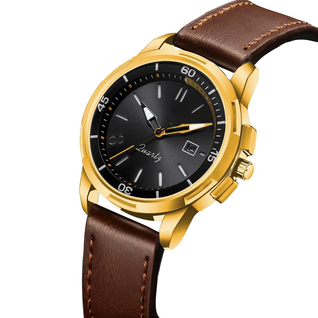 Military Leather Watch Dial Quartz Movement Business Casual Outdoor Sports Wristwatch