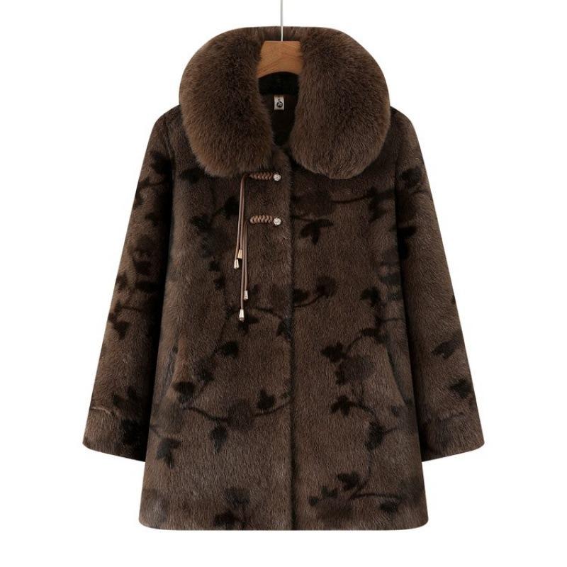 

Зимняя куртка средней длины из бархата, имитация норки, пальто для пожилой женщины, куртка с подкладкой, женская 6XL [Recommended 165-87.5kg]