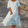 2023 Double-Layer Slit Casual Short-Sleeve Dress