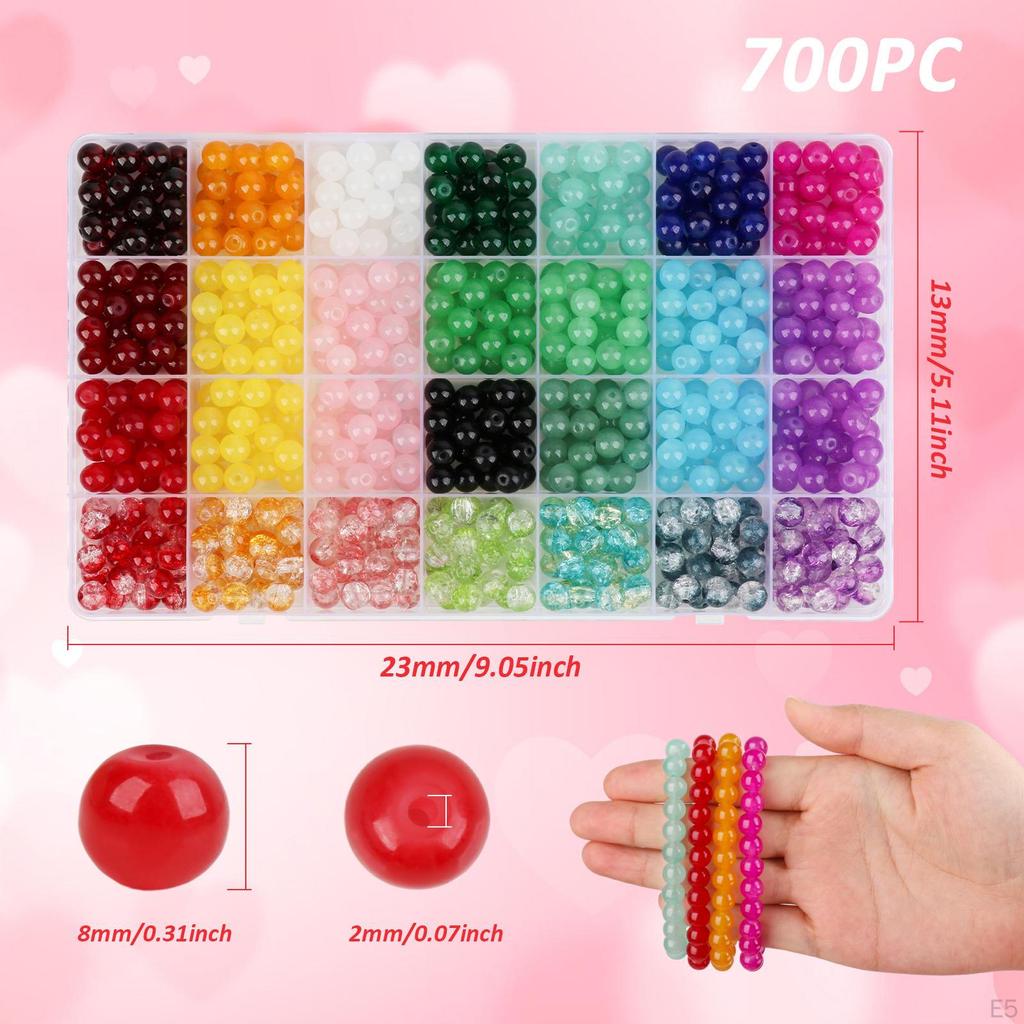 8mm Glass Beads for Jewelry Making DIY Crafts Lightweight Beaded Handicraft Portable Fashion