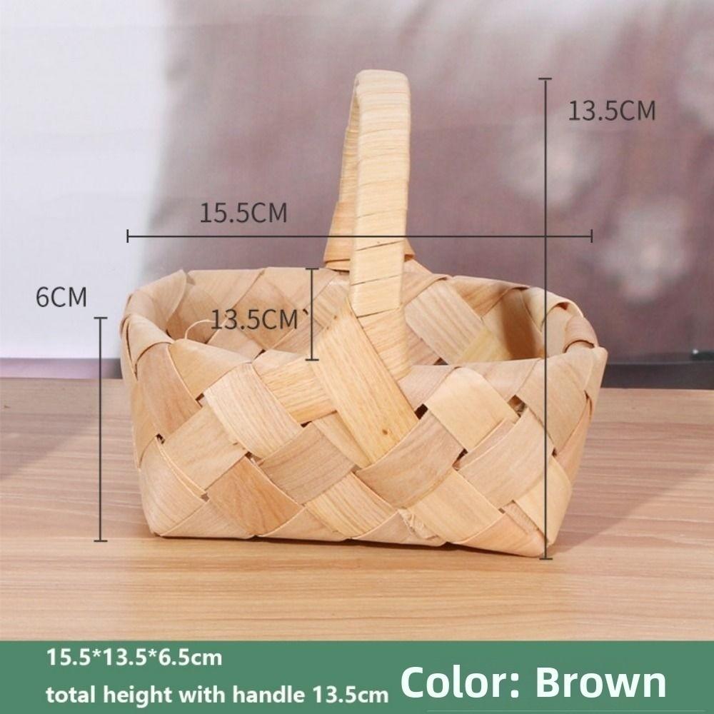 with Handle Fruit Basket Handwoven 3 Styles Wood Basket Handmade Vegetable Fruit Flowers Holder Living Room Decoration