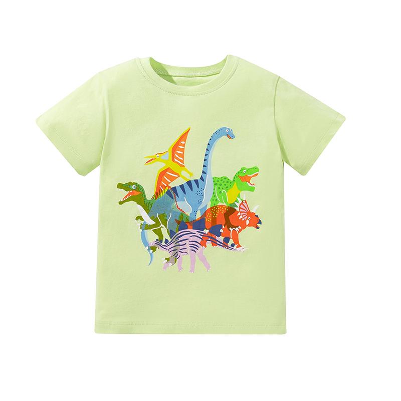 Little Maven 2026 Summer Korean Baby Boys Kids Clothes Children's Clothes Children's Clothing Cartoon Dinosaurs T-shirts Cotton