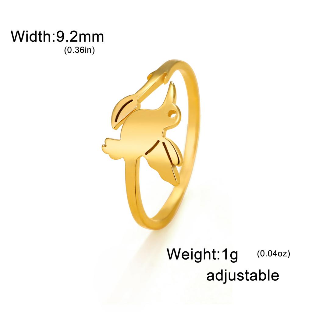 Cazador Bird Flowers Leaves Rings for Women Stainless Steel Jewelry Animal Open Finger Ring Birthday Anniversary Gift Wholesale