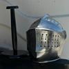 Medieval Engraved Helmet Steel Knight Bascinet Visor Helmet Battle Ready LARP Cosplay Crusader Costume